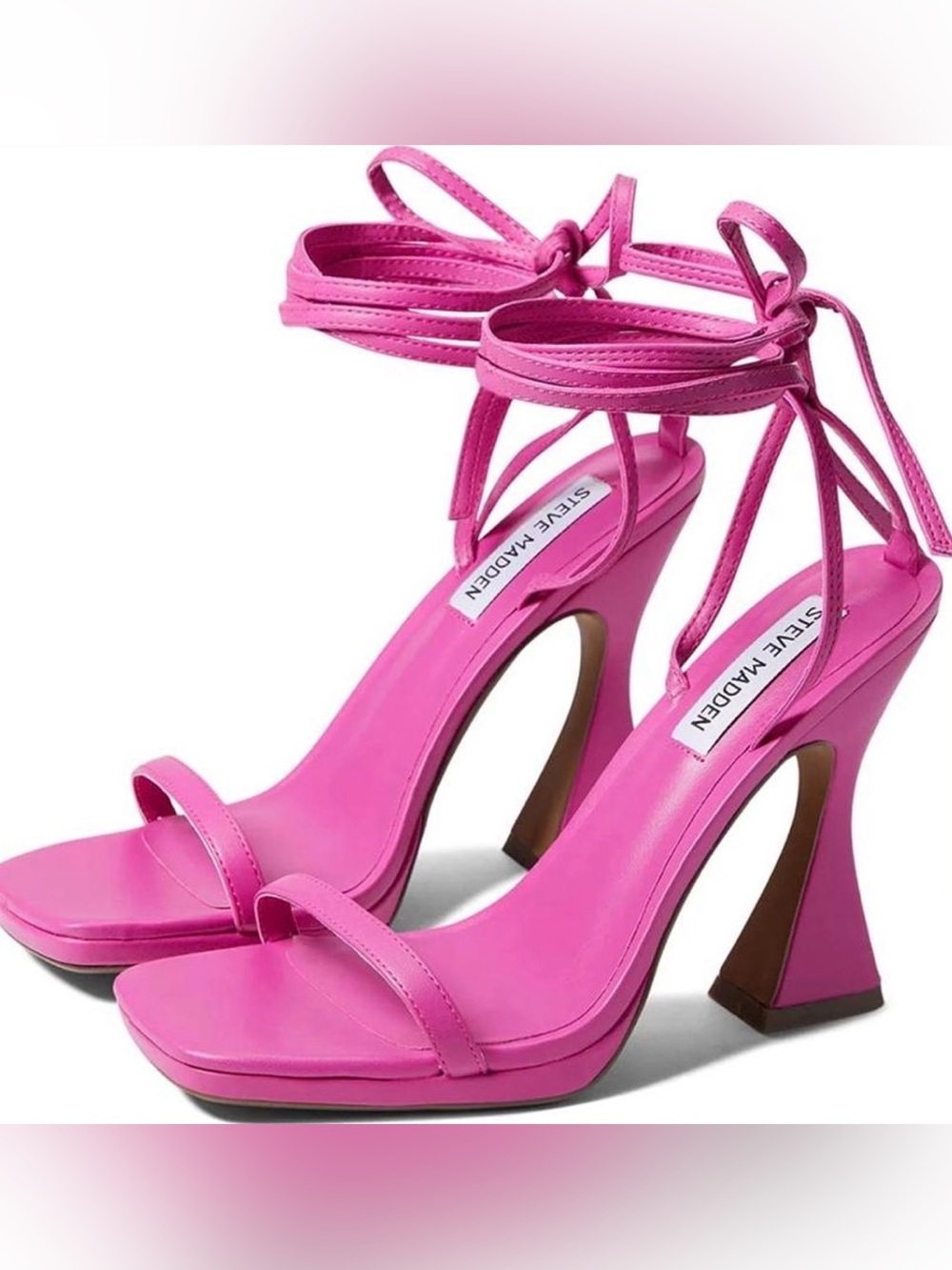 Steve Madden Hot Pink Ankle-Tie Block Heels
